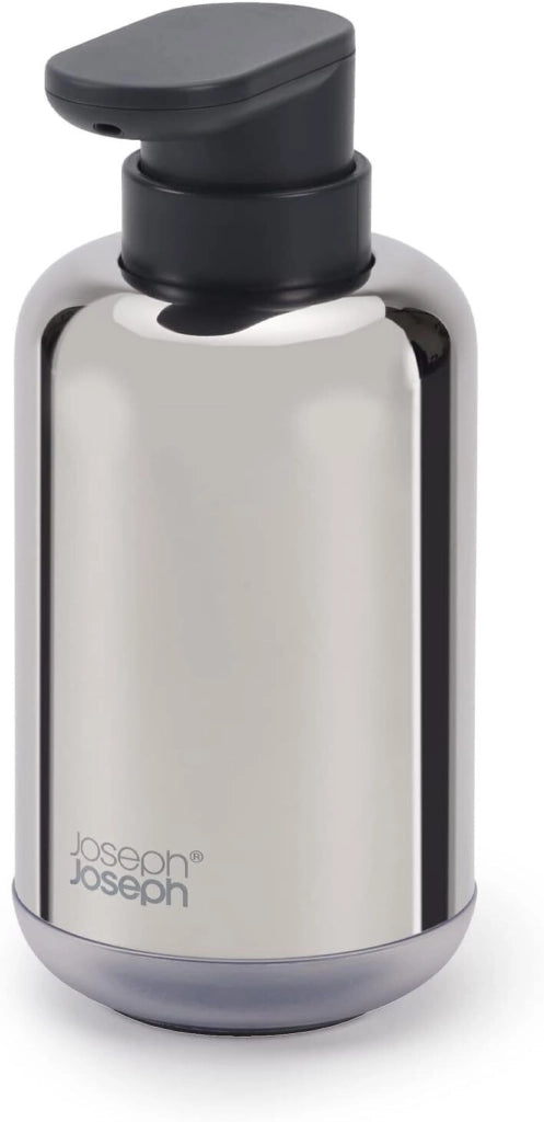 Joseph Joseph 70582 EasyStore Luxe Dispenser per Sapone 0.3 L Acciaio Inox con Finestra di Riempimento Trasparente e Base Antiscivolo colore Acciaio inox