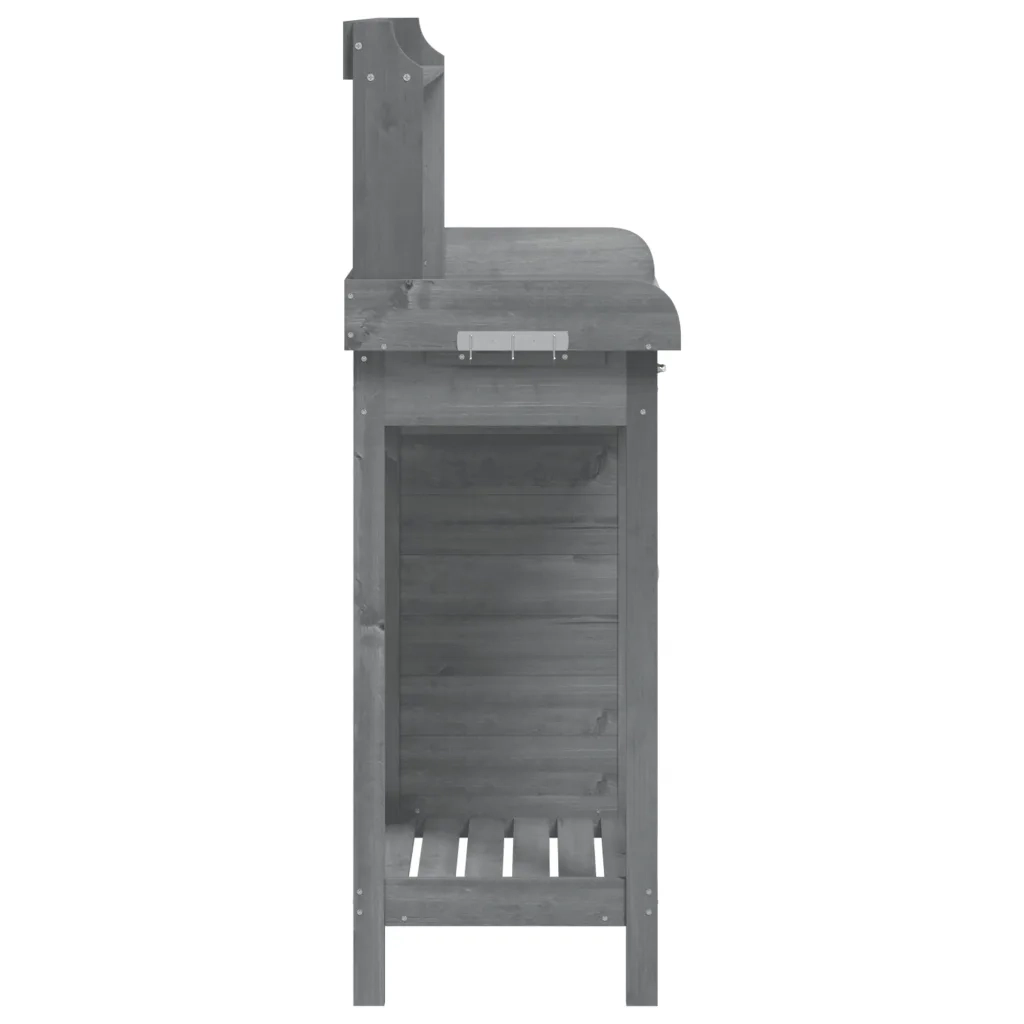 Tavolo Invaso con Mobile-Fioriera Multifunzione Grigio 110,5x45x124,5cm Massello Abete