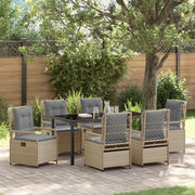 Set da Pranzo da Giardino 7 Pezzi Beige Polyrattan