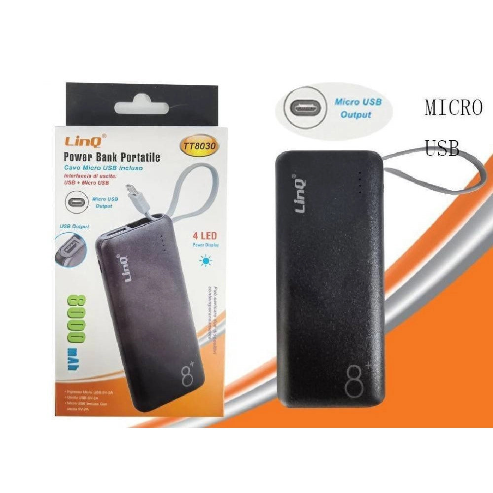 Trade Shop - Power Bank Batteria Esterna Portatile Ricaricabile 8000mah Con Micro Usb Tt8030 -