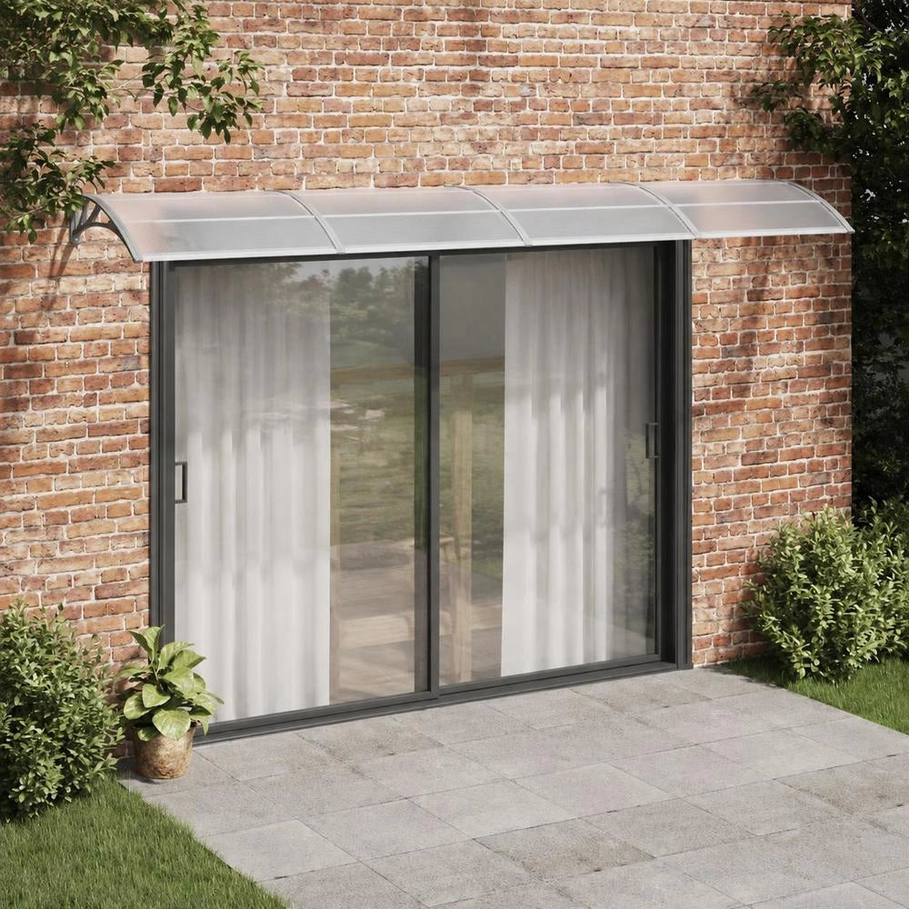 Door Canopy, Grey, 400 X 100 Cm, Polycarbonate
