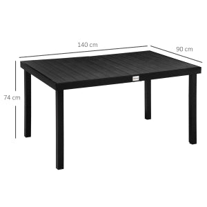 Tavolo da Pranzo per 6 Persone ¨C MINIMAL ¨C Alluminio e Plastica Nero 140x90x74 cm