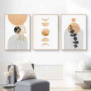 Set di foglie boho abstracte per decorazione di parete da 3 pezzi (40 x 50 cm)