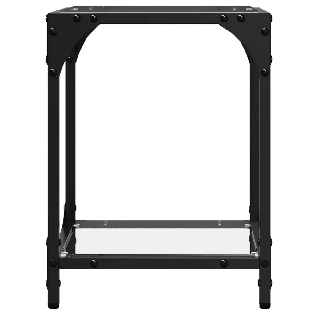 Tavolini con Piano in Vetro Trasparente 2 pz 30x30x40cm Acciaio