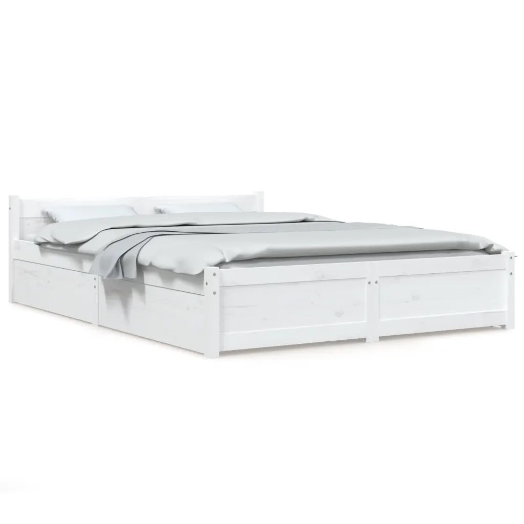 Letto matrimoniale | Letto per adulti | Giroletto con Cassetti Bianco 140x190 cm