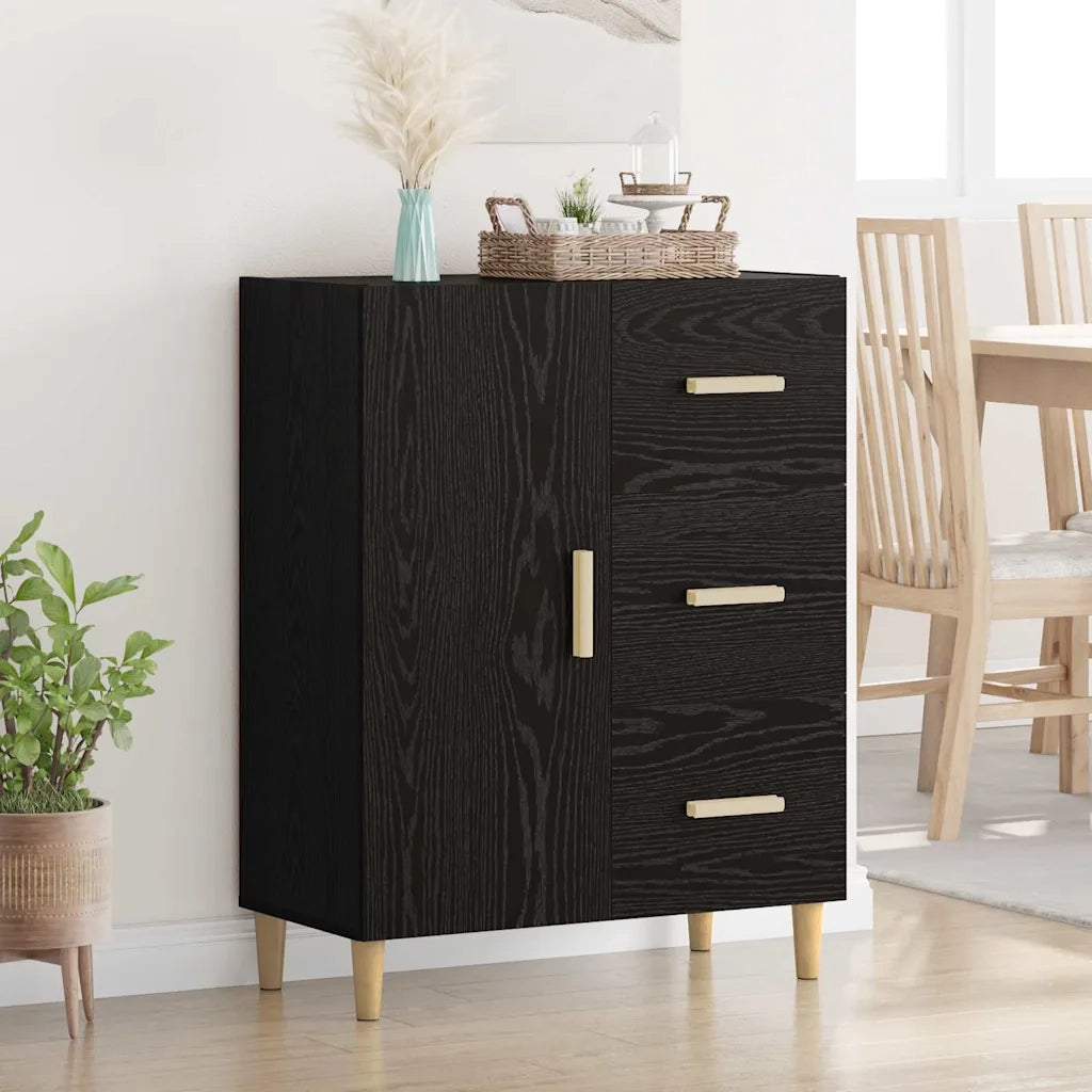 Credenza-Buffet-Armadio da cucina Rovere nero 34 x 69.5 x 90 cm Legno multistrato