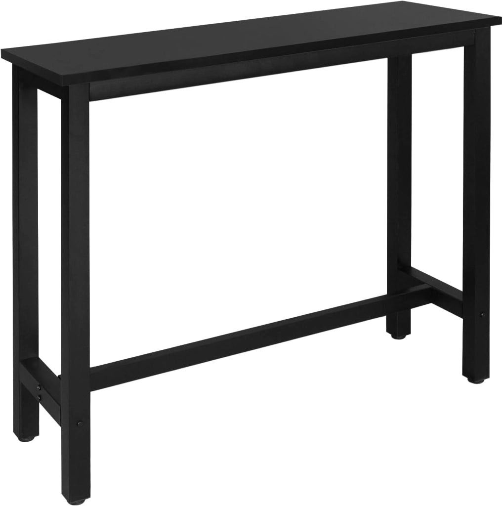 Tavolo da Bar Rettangolare Alto Tavolino Bancone per Cucina in Metallo Legno 120x40x100 cm