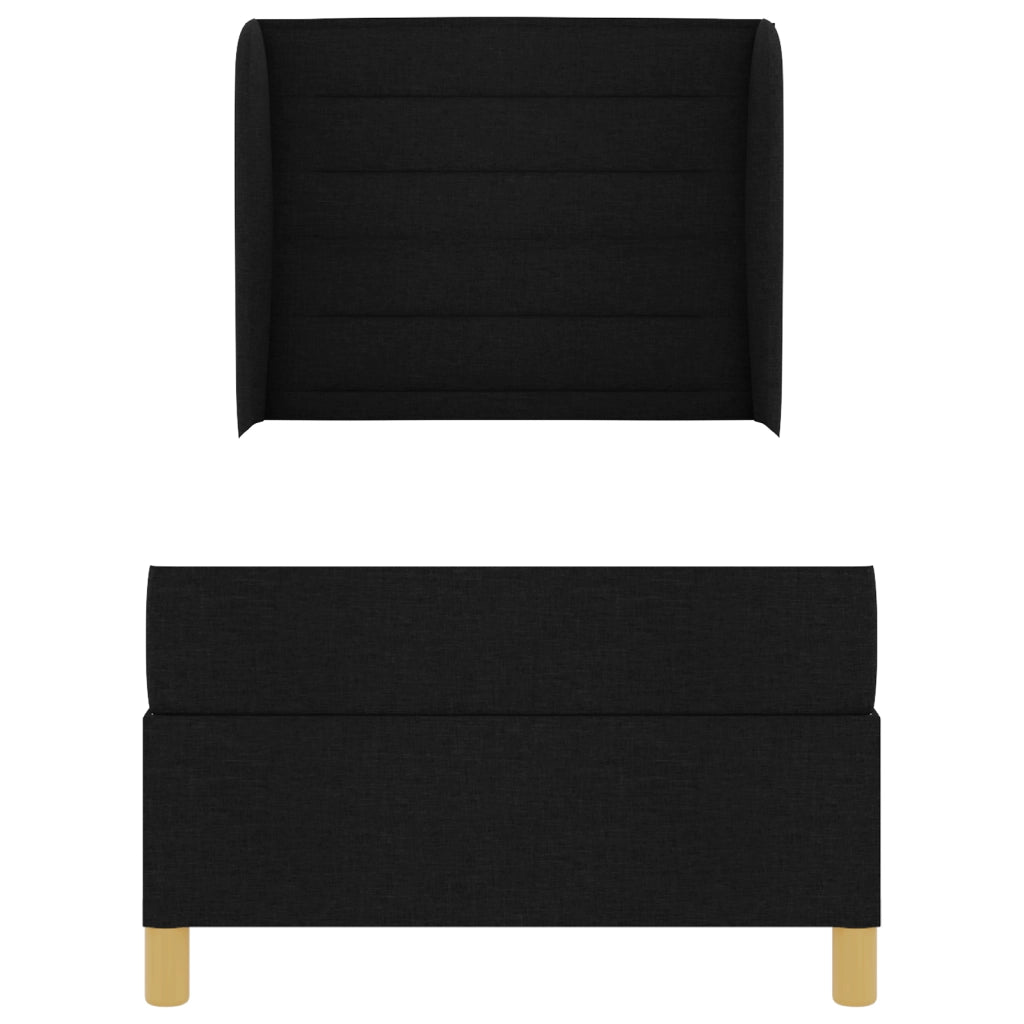 Letto Box Spring con Materasso Nero 80x200 cm Tessuto