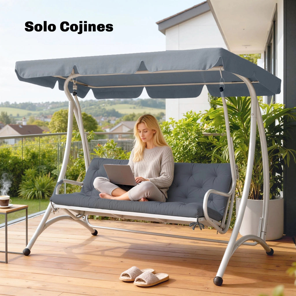 Cuscino per Panchina 3 Posti ¨C zephmum ¨C Grigio 150x98x8 cm