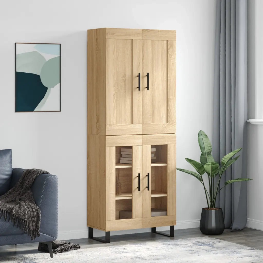 Credenza-Buffet-Armadio da cucina Rovere Sonoma 69,5x34x180 cm in Legno Multistrato 110077