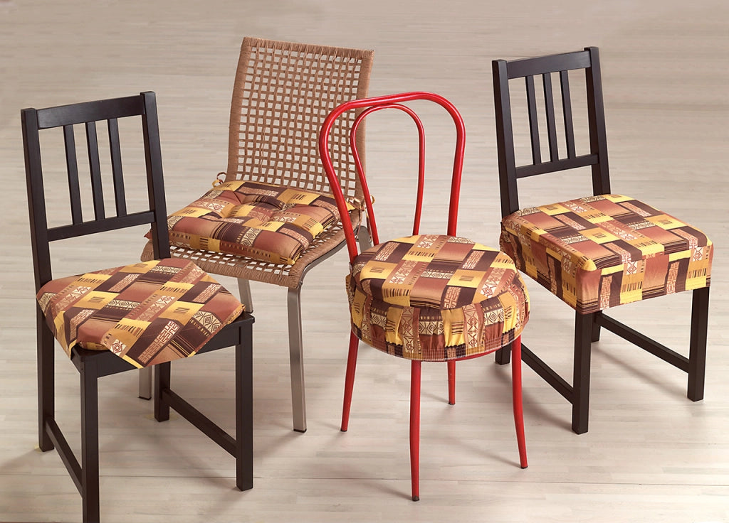 Set Cuscini Coprisedia Imbottiti Modello Charme Tinta Unita Made In Italy - Fascia Quadrata 4Pz - Beige