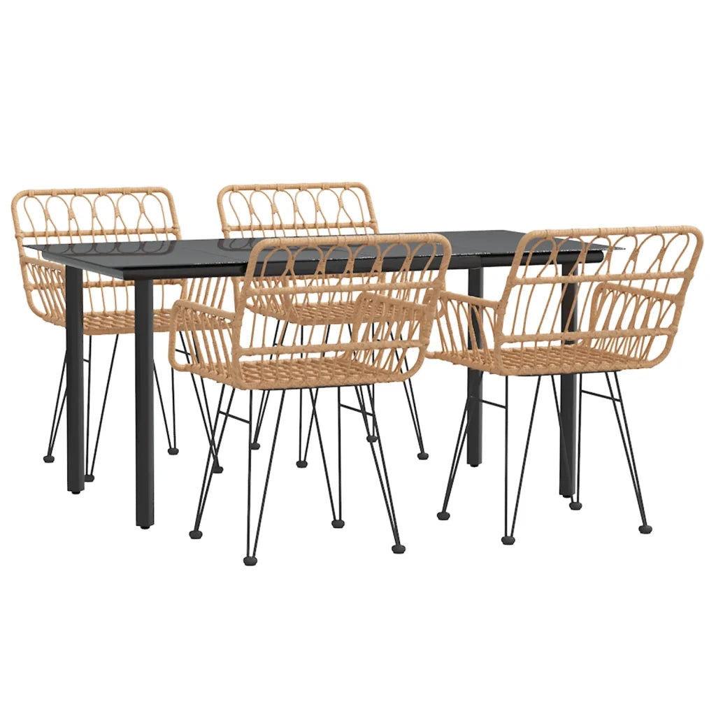 Set da Pranzo da Giardino 5 pz | Set Salotto da Giardino in Polyrattan