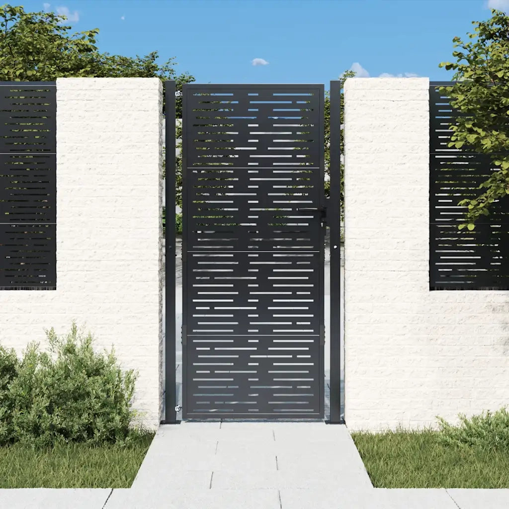 Cancello da giardino antracite 100x200 cm in acciaio design quadrato 153195