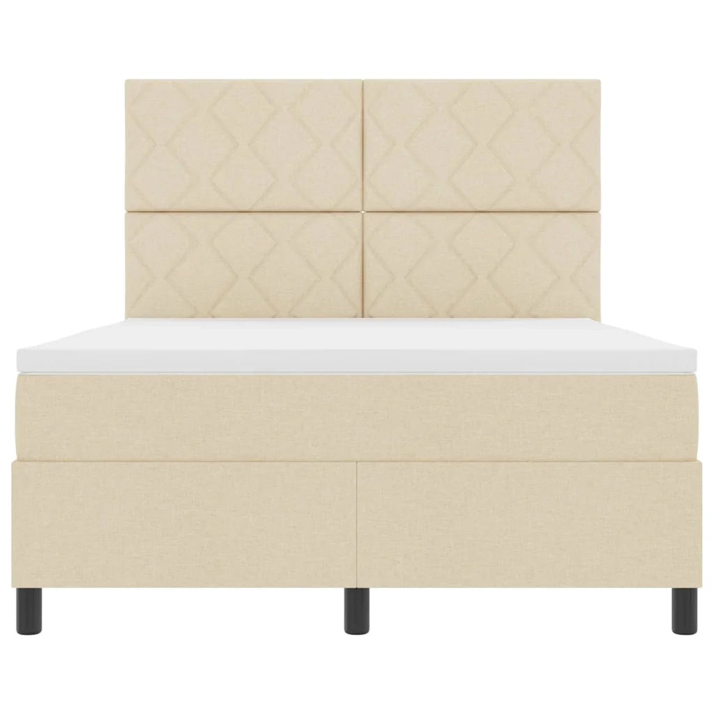 Letto a molle con materasso Crema 160 x 200 cm Tessuto 3339481