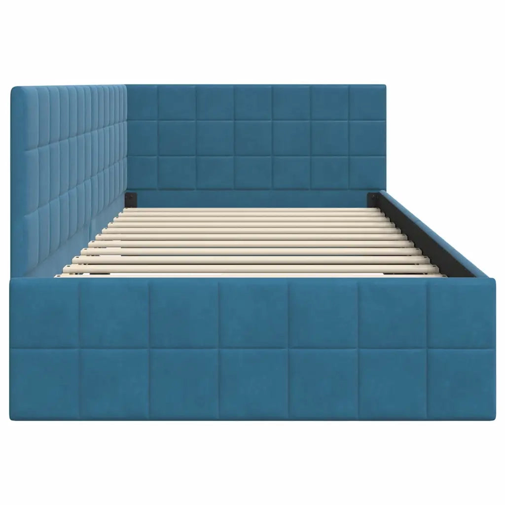 Cornice del letto ad angolo Blu 90 cm x 200 cm Velluto 42016387