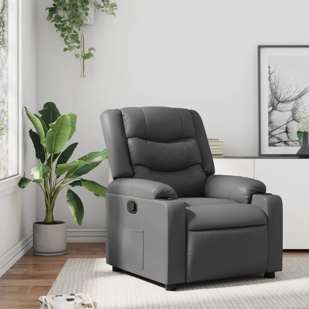 Poltrona Reclinabile Grigia in Similpellecod mxl 108179
