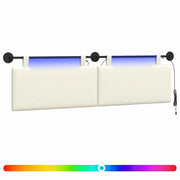 Testiera | Testata sospesa Con luce LED Crema Tessuto in Cords