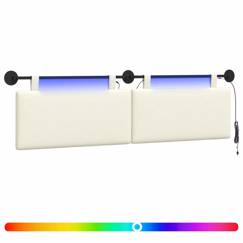 Testiera | Testata sospesa Con luce LED Crema Tessuto in Cords
