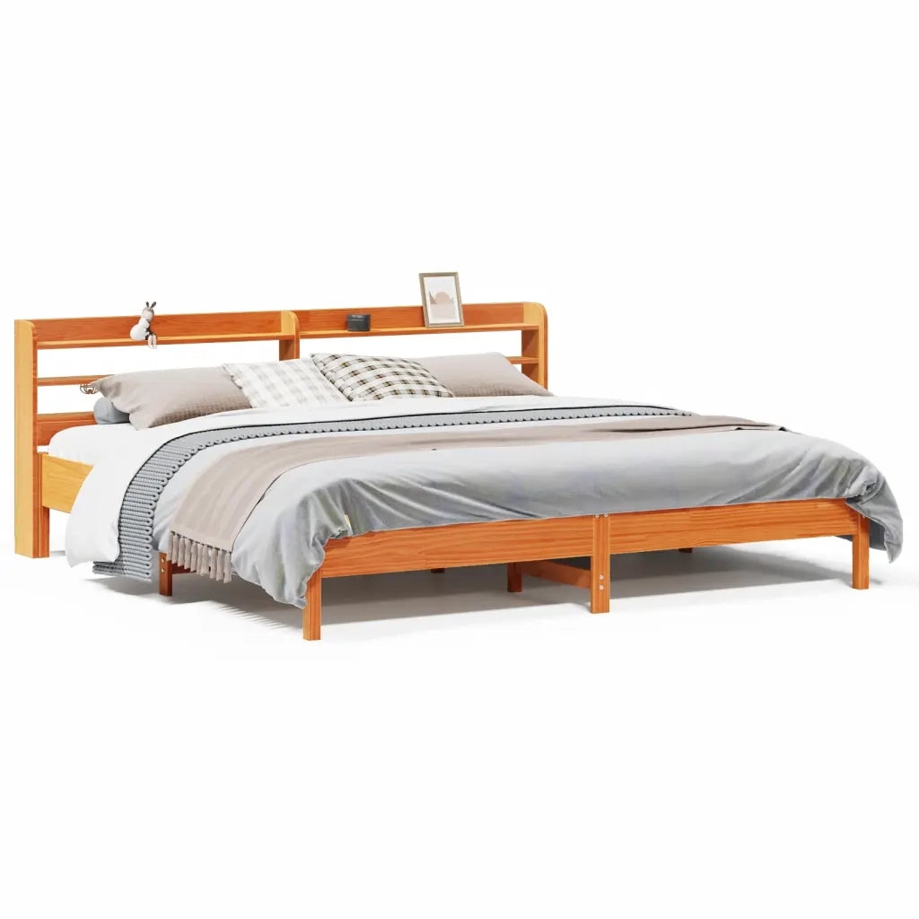 Letto senza Materasso Marrone Cera 180x200 cm in Legno di Pino