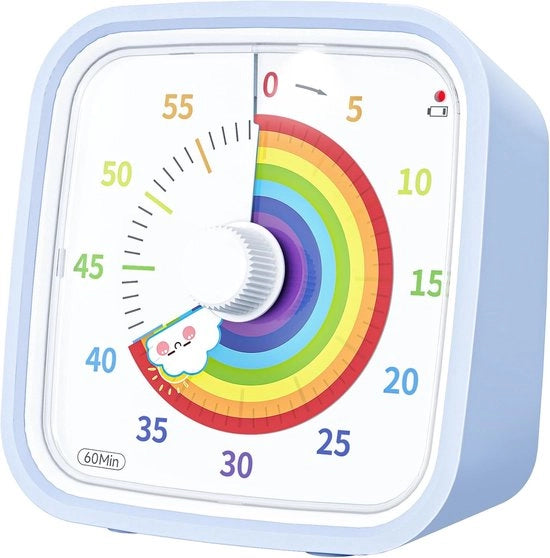 Timer visivo per bambini - Timer visivo migliorato con custodia - Timer a countdown silenzioso da 60 minuti per bambini e adulti con avviso basso livello batteria (azzurro chiaro)