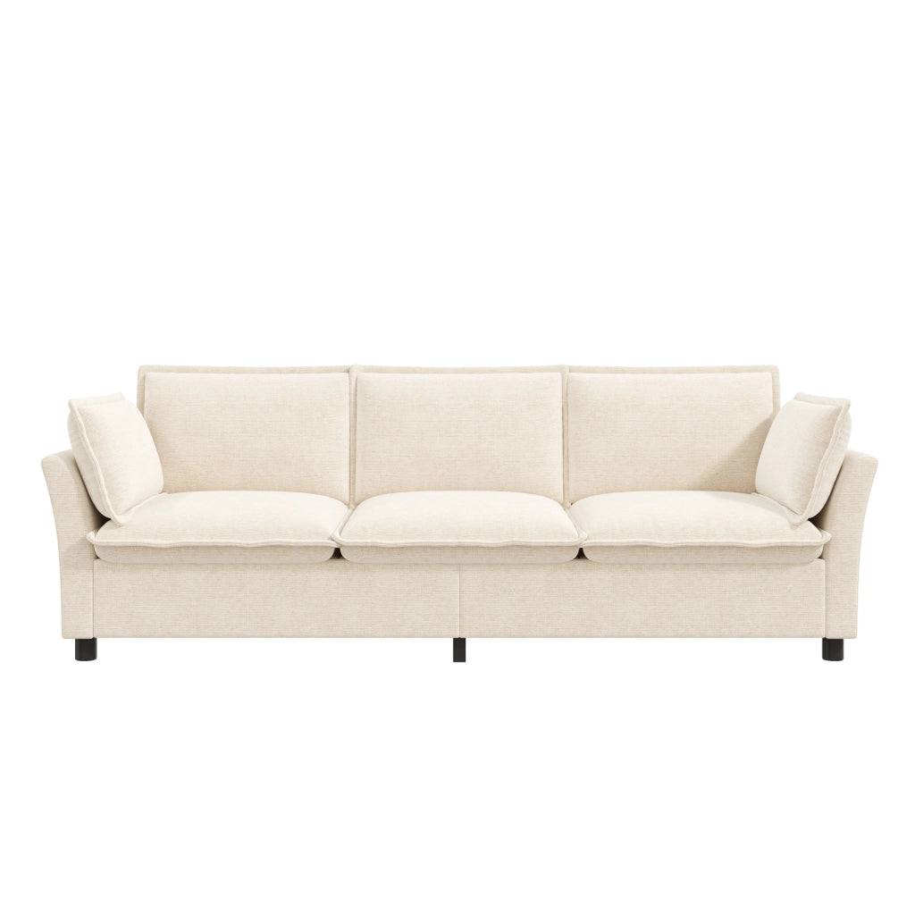 DIVANO Modulare 3+2 posti 220/155 cm Chenille Beige Set da 2 pezzi