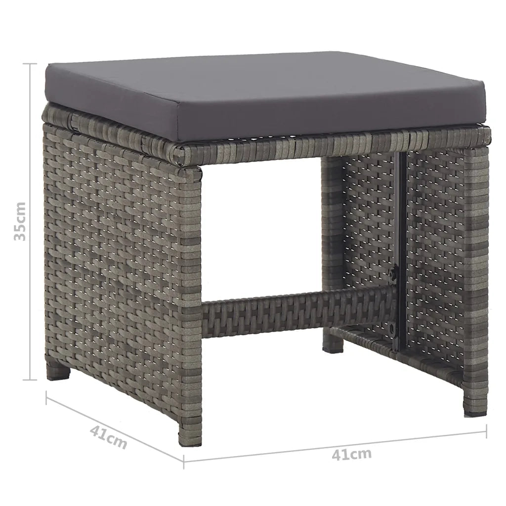 Sgabelli da Giardino 2 pz con Cuscini in Polyrattan Antracite CFW5147540