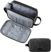 Toilette per uomini, toilette da viaggio, borsa cosmetica con chiusura a zip doppia, grande capacità di stoccaggio, 5L - Nero