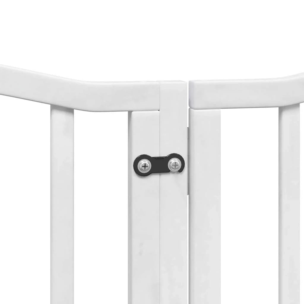 Cancelletto di sicurezza per cani porta pieghevole 9 pannelli legno di pioppo bianco 02_0023287