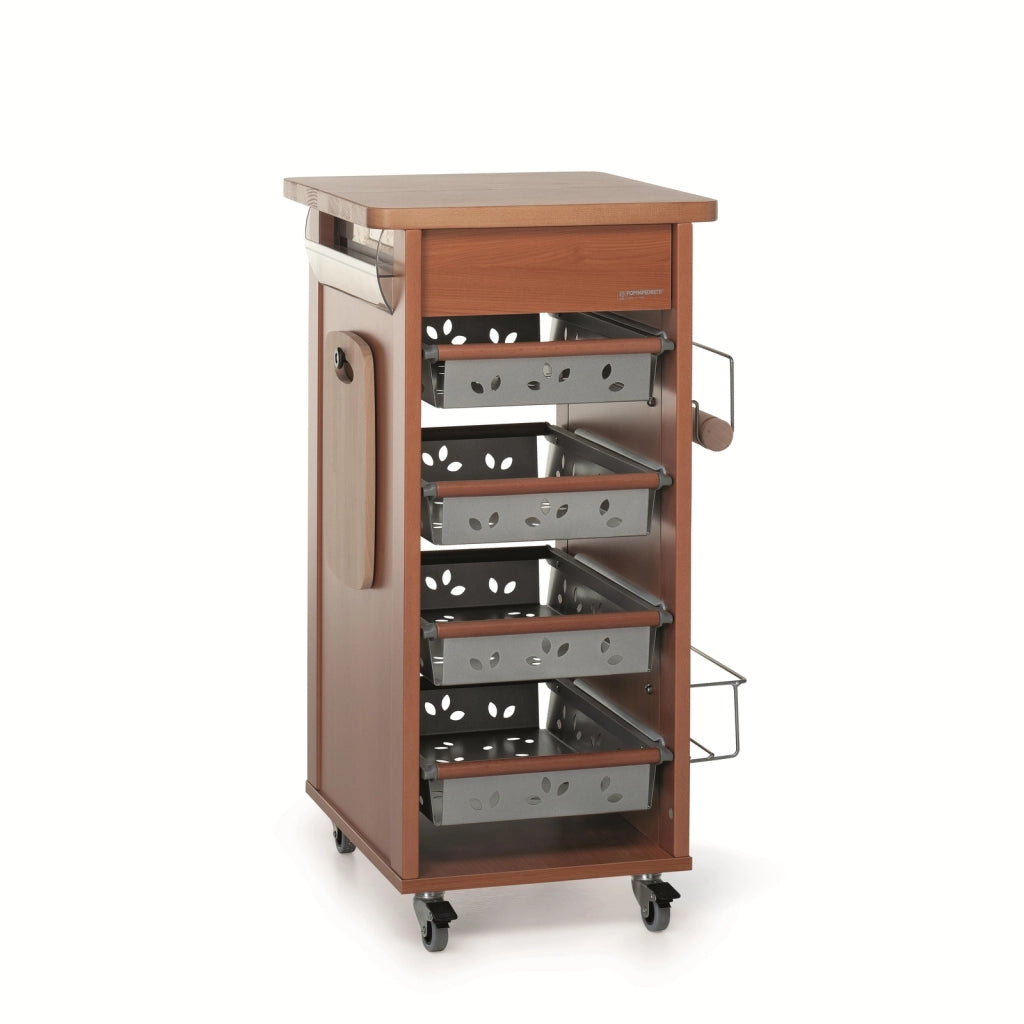Foppapedretti 8013440195955 Bistrot Carrello da cucina in legno 5 ripiani Metallo Truciolato Legno colore Noce Legno naturale
