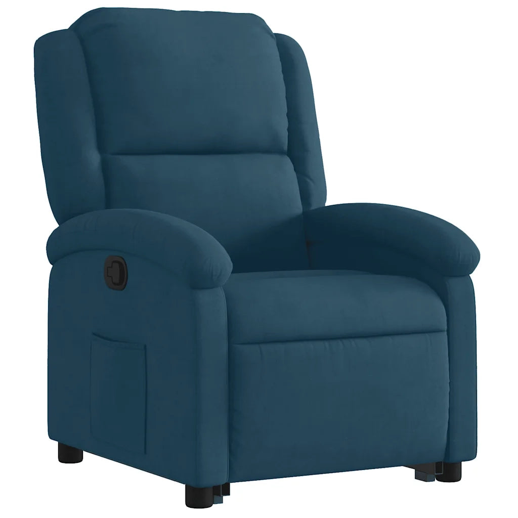 Divano Sedia-Poltrona Alzapersona Reclinabile Blu in Velluto