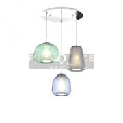 SOSPENSIONE CROMO 3 LUCI TONDA VETRI ALPHA VE + BETA BL + GAMMA FU 1176CR-S3 T ABG-MC