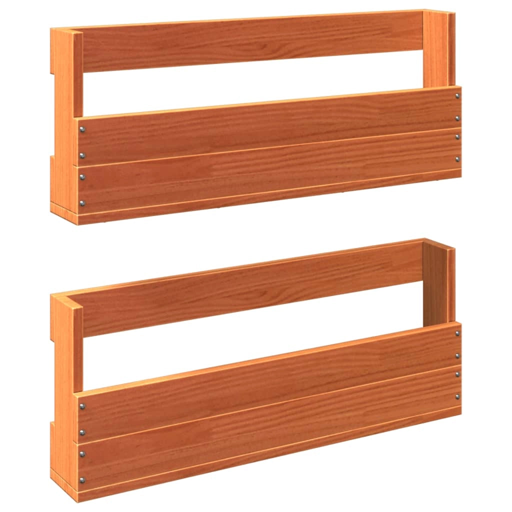 Scarpiere a Parete 2 pz Marrone Cera Legno Massello di Pinocod mxl 87160