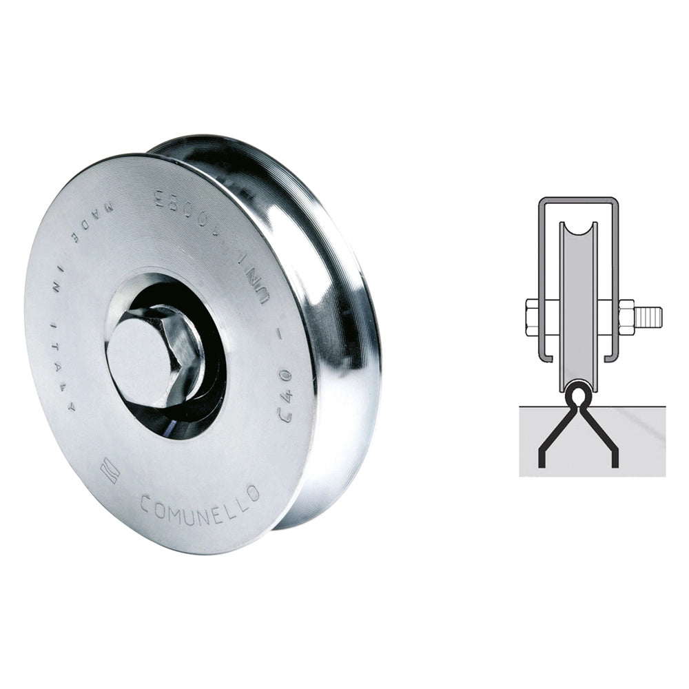RUOTA PER CANCELLI GOLA A 'U' ø 80 1 cuscinetto 310 h.gola 7,5 mm  - COMUNELLO
