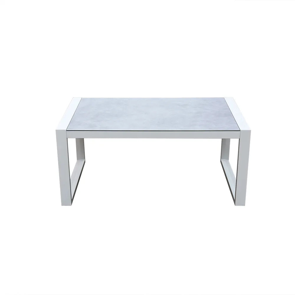 Tempo Style - Salottino Lounge in alluminio MIKONOS bianco/grigio | Lounge da giardino con divano, tavolo, 2 poltrone e cuscini | Set di mobili da giardino in metallo da 4 persone