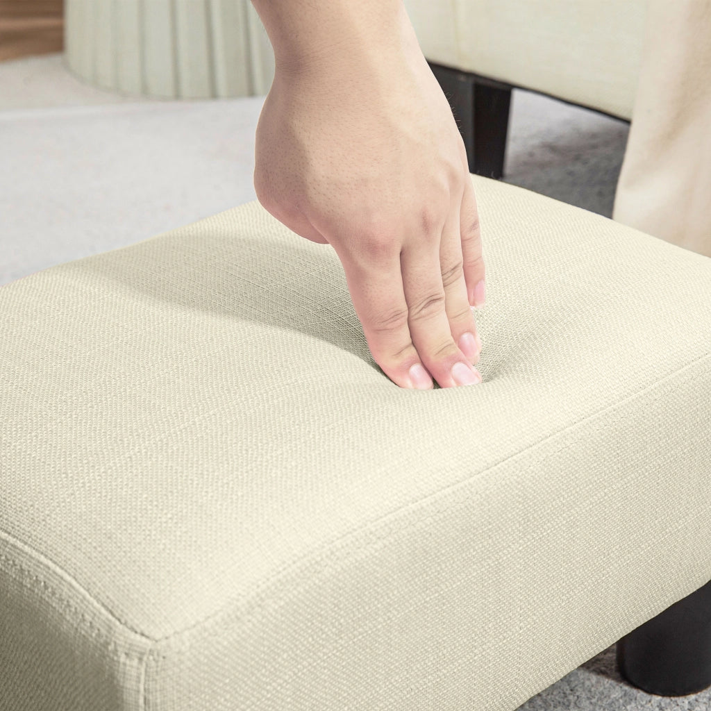 Pouf ¨C zephmum ¨C beige tessuto lino 40x30x24 cm
