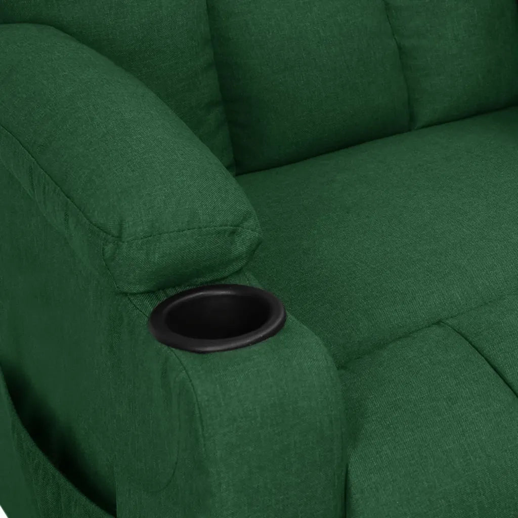 Poltrona Massaggiante | Sedia Relax Elettrica Verde Scuro in Tessuto