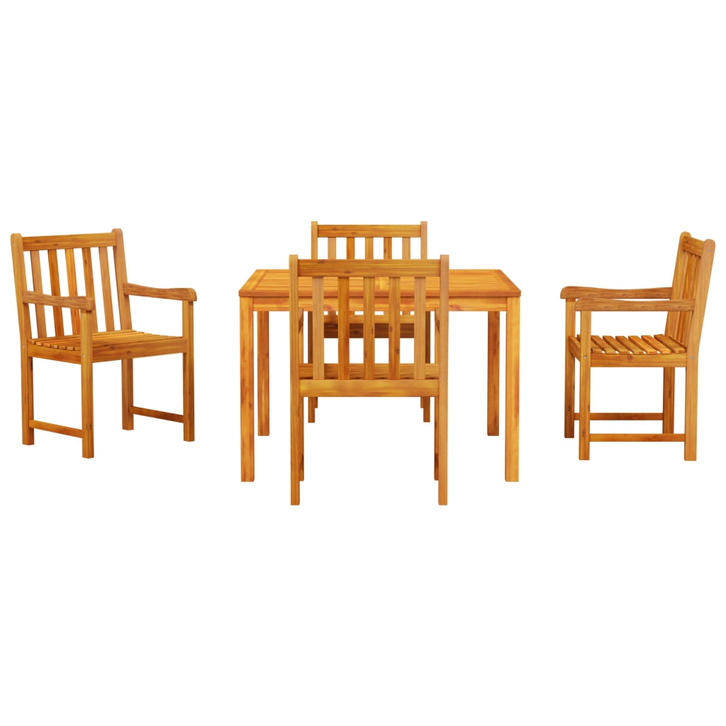 Set da pranzo da giardino in legno massello di acacia, 5 pezzi