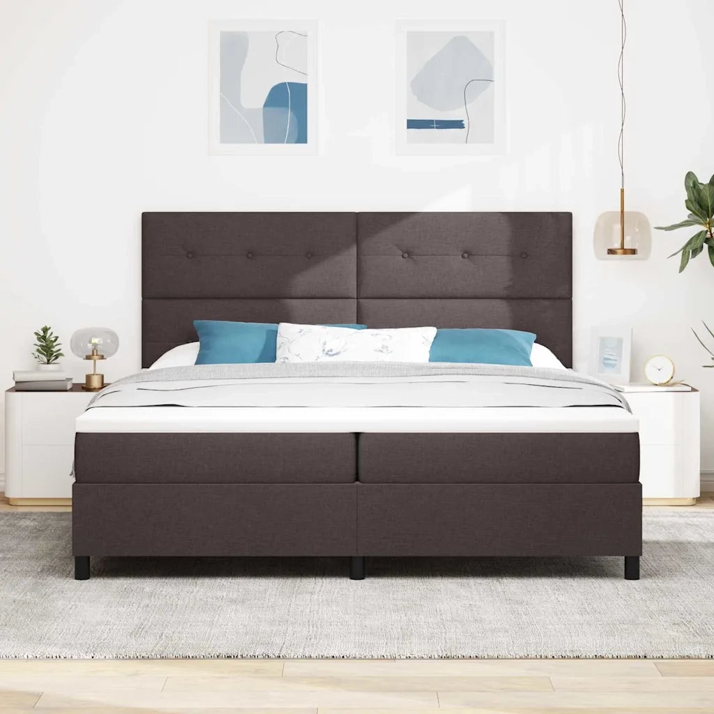 Letto a molle con testiera Marrone Scuro 200 x 200 cm Tessuto 3339416