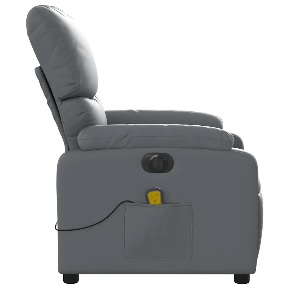 Poltrona Massaggiante | Sedia Relax Elettrica Reclinabile Grigio Similpelle