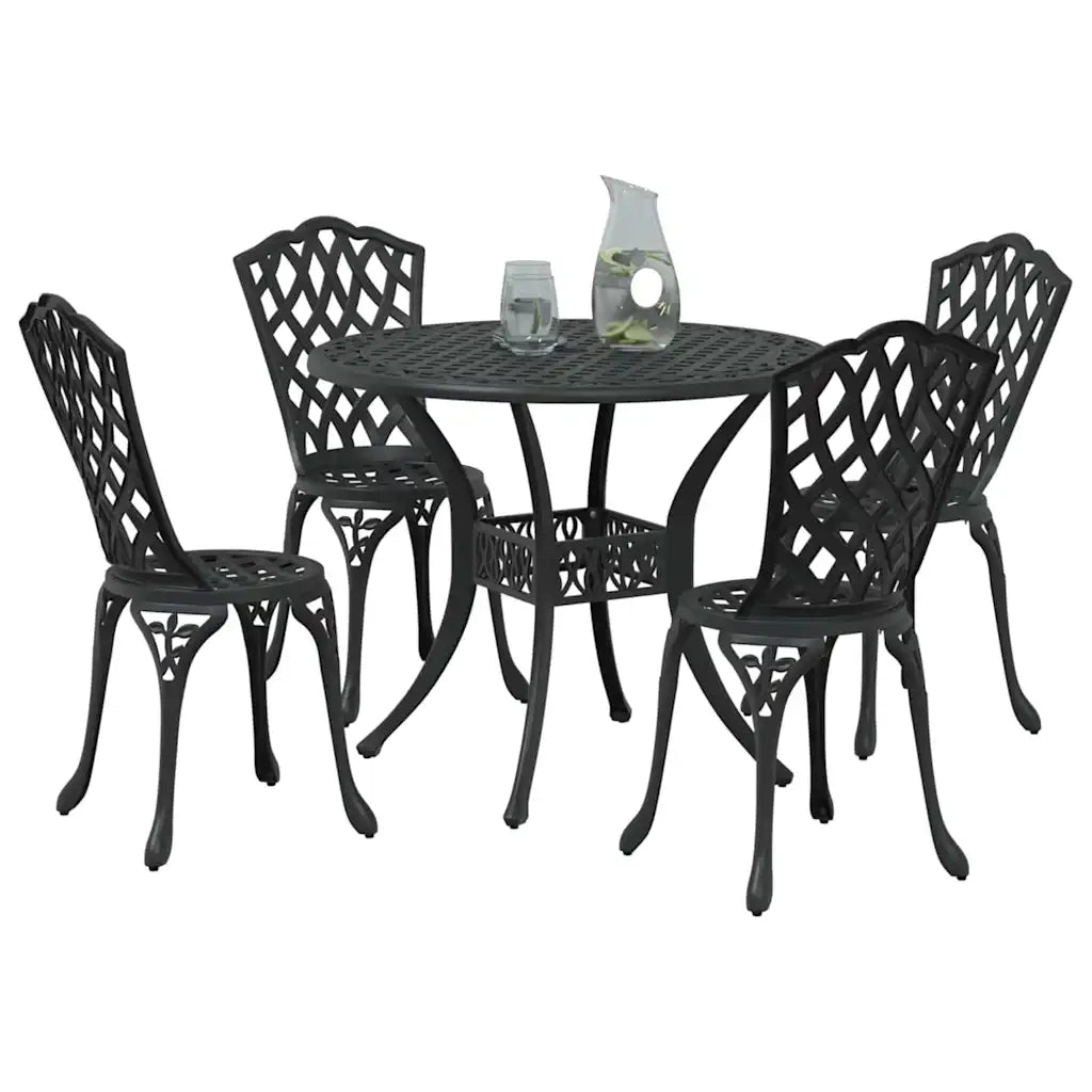 Set da Pranzo per Giardino 5 pcs Nero Alluminio 3334709