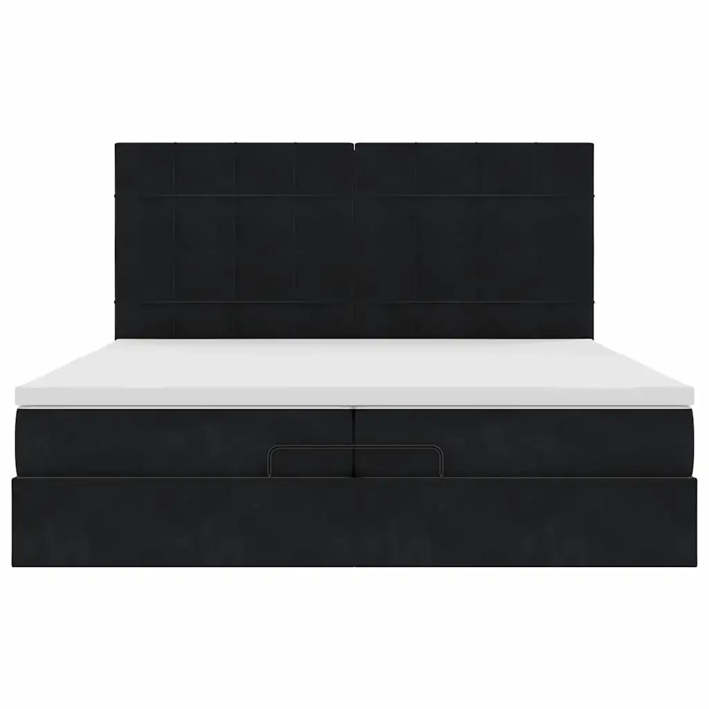 Struttura Letto Pouf con Materassi Nero 200x200 cm Velluto 3314344
