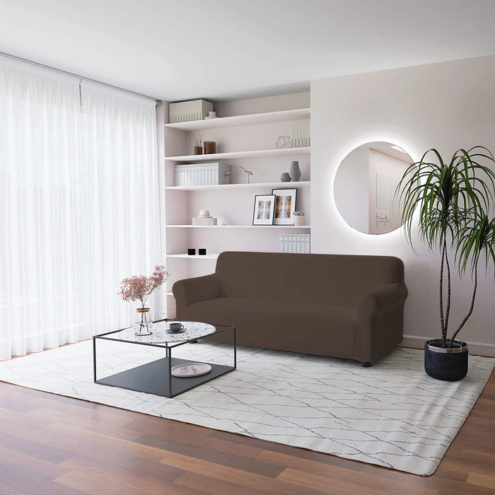 Copridivano Elasticizzato 2 Posti in Poliestere Dahlia Marrone