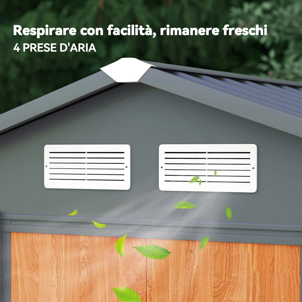 Capanna da Giardino in Acciaio e Plastica ¨C Zephmum ¨C Marrone 197x163x178-200 cm