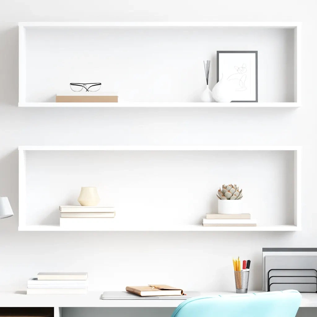 Mensole Parete a Cubo 2 pz Bianco 100x15x30 cm in Multistrato cod mxl 53364