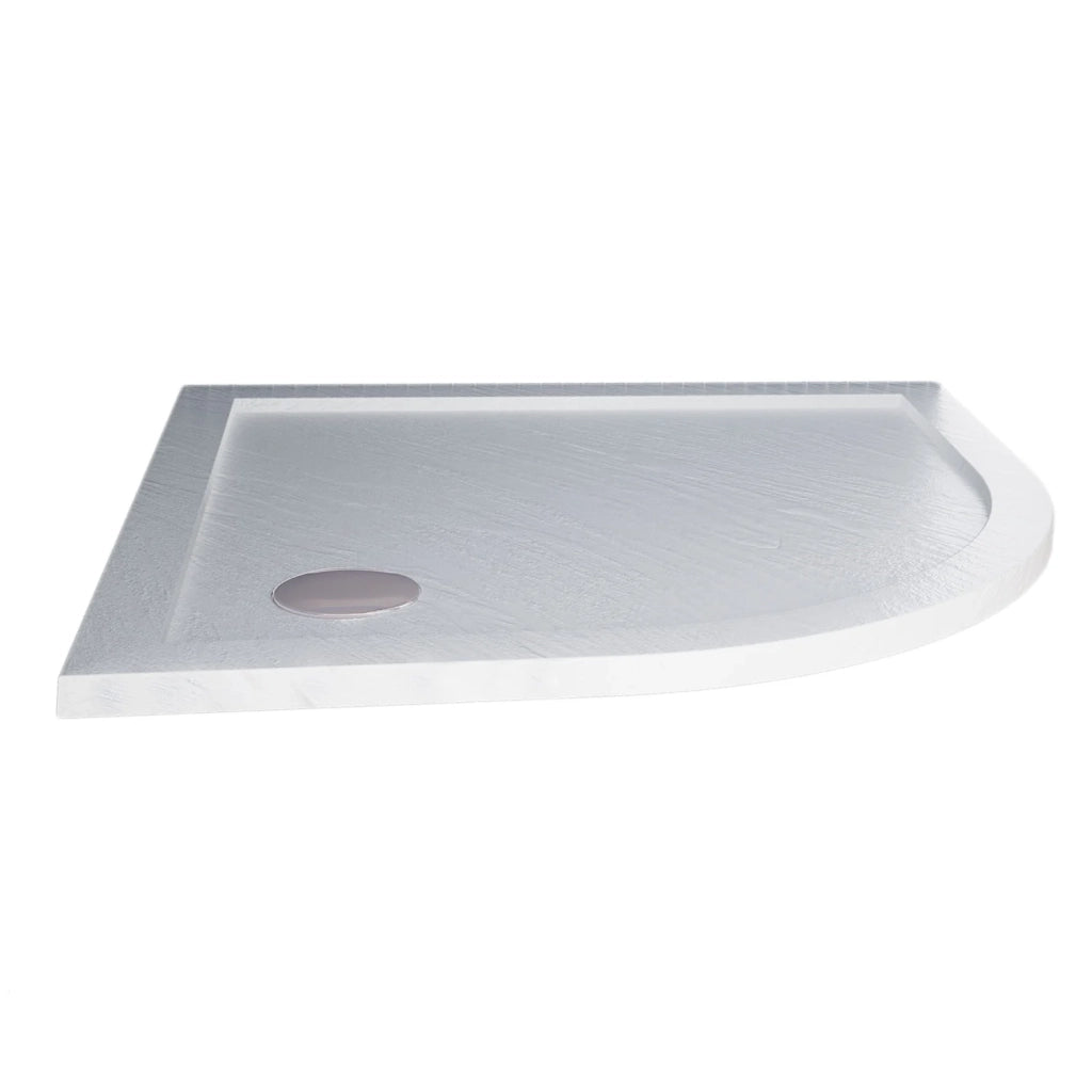 Piatto Doccia Slim 80x80x4 cm Semicircolare Acrilico Bordato Bianco Effetto Pietra mod. Flower