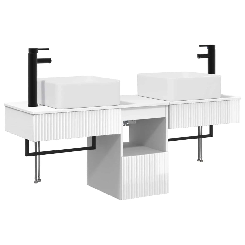 Set di mobili per il bagno 3 pz Bianco Lucido 3405601