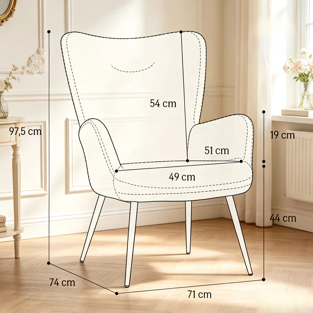POLTRONA Lounge 71x74x97,5 cm Grigio in tessuto effetto frotté