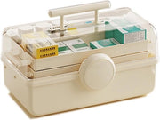 Cassa multifunzionale da 12 pollici in 3 strati con cassetti/scatola di plastica per attrezzi/accessori per capelli/box da cucito con 2 cassetti (grande crema)