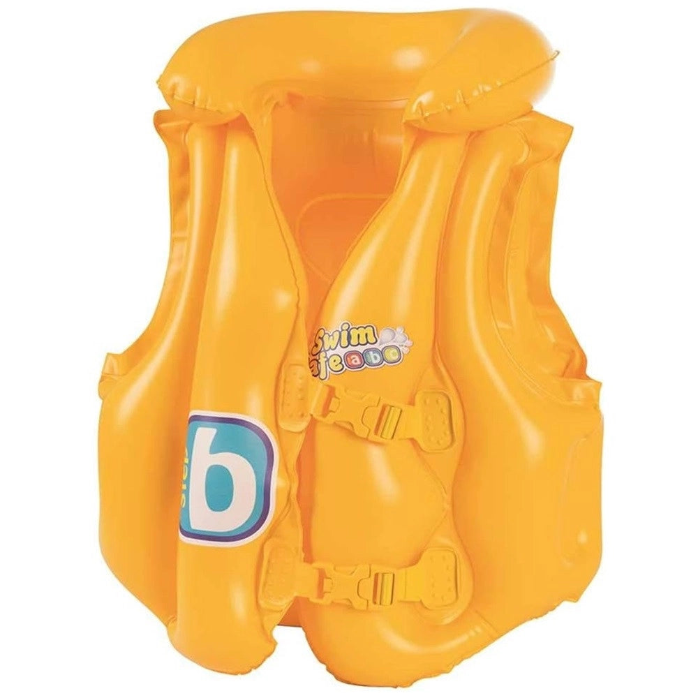 Trade Shop - Giubbotto Da Nuoto Gonfiabile Per Bambini Piccoli Galleggiamento 51x46cm Giallo 019948 -