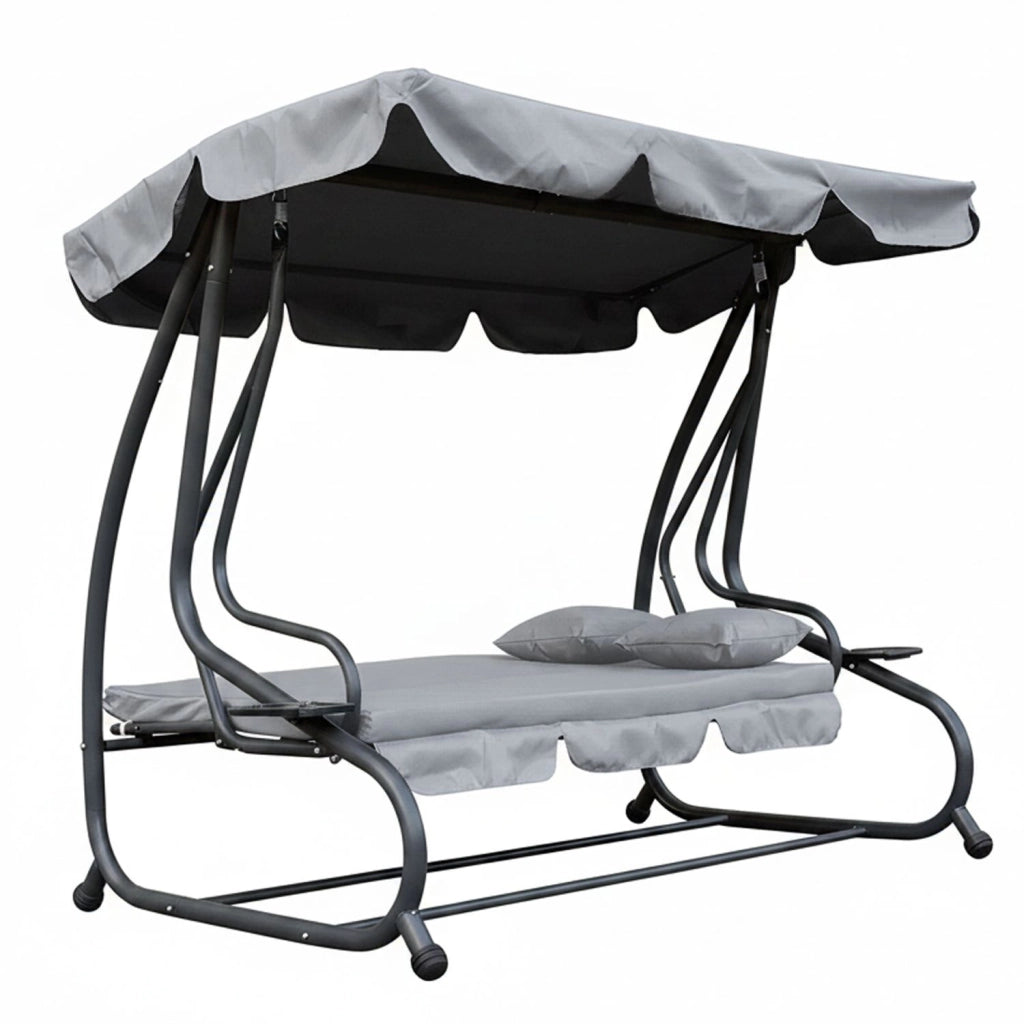 Marvin Harmony Dondolo Letto da Giardino 4 Posti con Tetto Parasole Struttura in Acciaio e Cuscino Imbottito 10 cm Altal